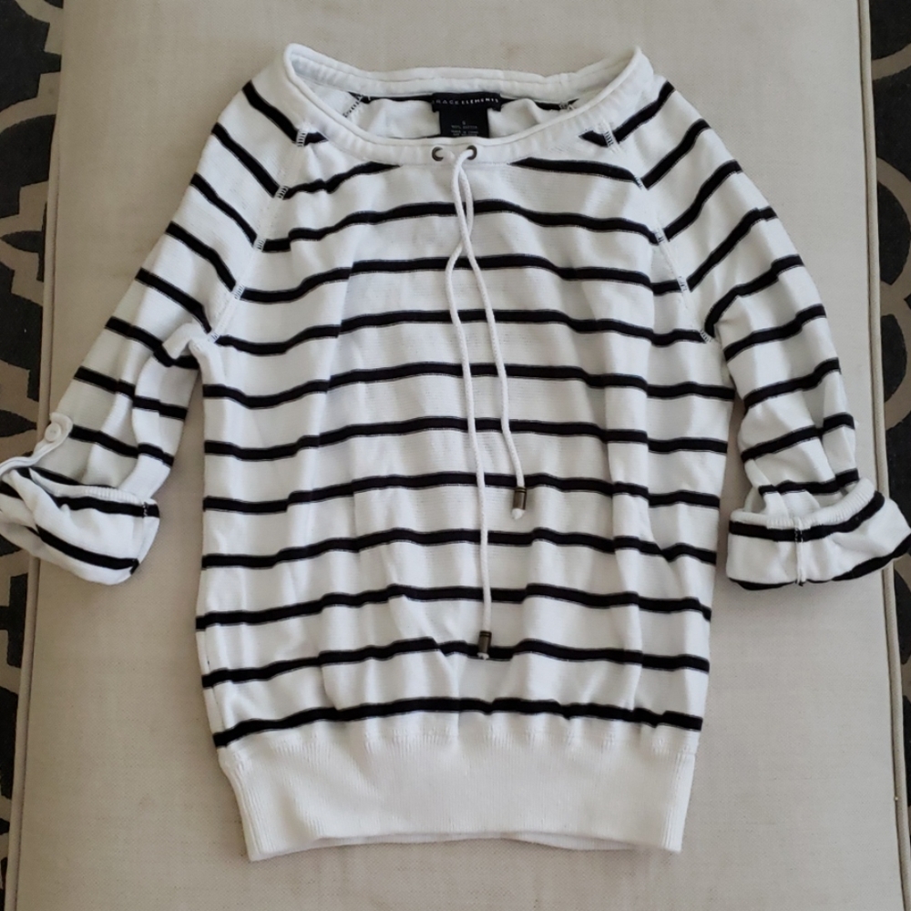 Nautical white and black striped sweatshirt